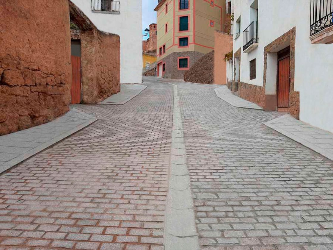 Finalizada la última fase de urbanización de la Calle Constitución de Nuévalos (Zaragoza)